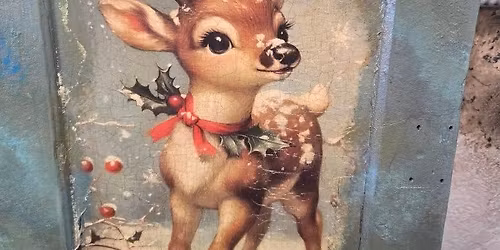 Reindeer\/Snowman Vintage Wall Hanging
