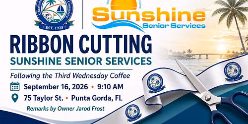 Ribbon Cutting Sunshine Senior Services following the Third Wednesday Coffee