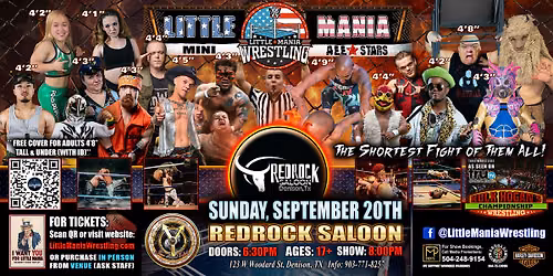 Denison, TX -  Little Mania Mini Wrestling @ Redrock Saloon