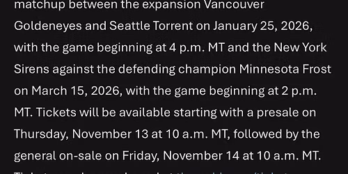 PWHL Takeover Tour: Seattle Torrent vs. Vancouver Goldeneyes