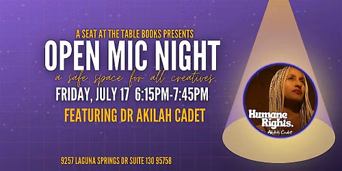 Open Mic Night at the Bookstore w\/ Dr. Akilah Cadet