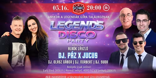 Legends Disco Party | 05.16. Szombat | 20:00