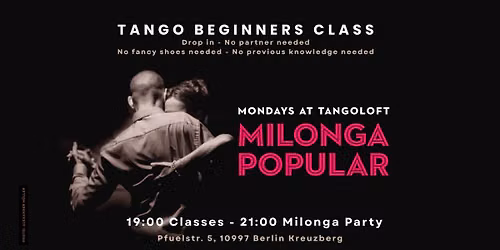 Tango Beginners Class - Milonga Popular
