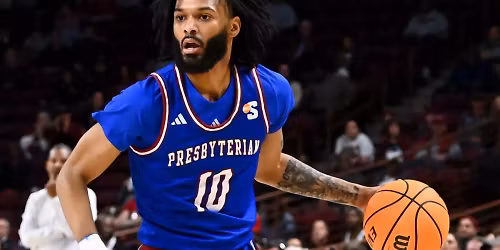 Parking Presbyterian Blue Hose at Manhattan Jaspers Mens Basketball