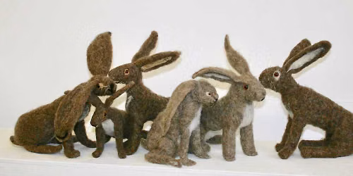Needle Felted Hares