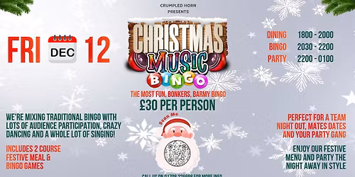Christmas Music Bingo Crazy Party Night