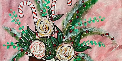 "Santa's Boot-quet" Acrylic Canvas Painting Class with Connie at Claytopia