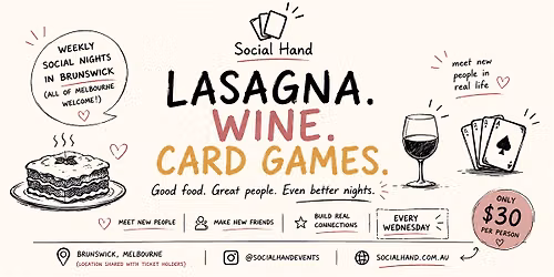 Bottomless Homemade Lasagna, Wine and Social Game Night! 29th July