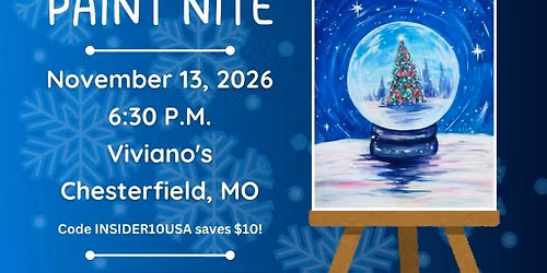 11\/13\/2026 Christmas Magic Snow Globe Paint Nite at Viviano\u2019s in Chesterfield, MO