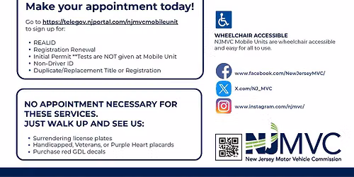 Motor Vehicle Mobile Unit Coming to Manalapan Township