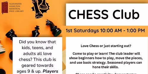 Chess Club - All Ages 9 & up