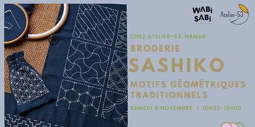 Atelier | Broderie "Sashiko" : motifs g\u00e9om\u00e9triques traditionnels