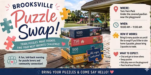 Brooksville POP-UP Puzzle Swap! Tom Varn Park \u2022 \u2600\ufe0f