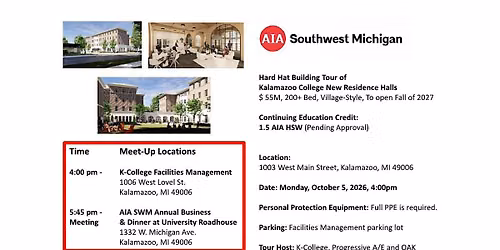 AIA SWM - Hard Hat Building Tour of Kalamazoo College New Residence Halls