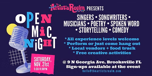 Free Open Mic Night in Brooksville | Music, Poetry, Comedy & More