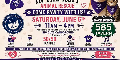Come Pawty with US! Hosted by Big Guys Campground & Back Porch 585 to benefit DITR Fundraiser!