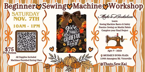 VICTORVILLE Beginner Sewing Grateful Heart Booksleeve Project
