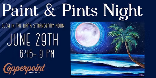Glow in the Dark Strawberry Moon Painting