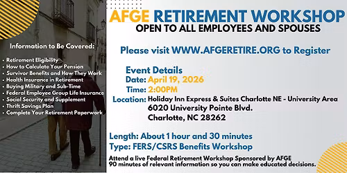FERS\/CSRS Benefits Workshop - Charlotte - 04\/19\/26