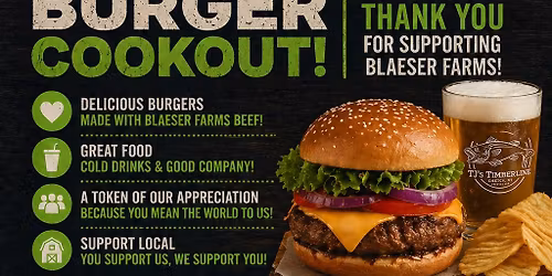 TJ's Meat Raffle and Blaeser Farms Customer Appreciation Burger Cookout!