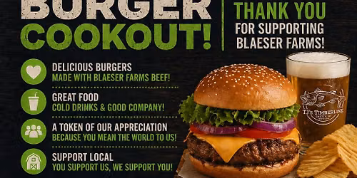 TJ's Meat Raffle and Blaeser Farms Customer Appreciation Burger Cookout!