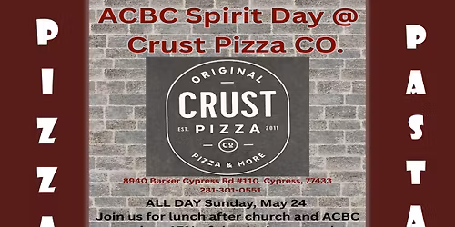 Autumn Creek Baptist Church Spirit Day at Crust Pizza Co.