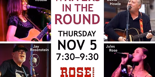 Writers in the Round \u2013 with David Howie, Jules Rose, Jay Rosenstein, & Gloria Roubal