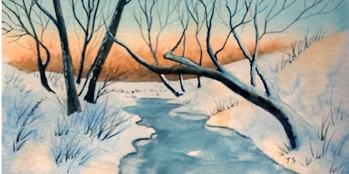 Watercolour Art Class: Winter Sunset on a Frozen Pond