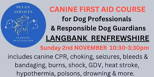 Langbank Renfrewshire 2.11.25 Canine First Aid course