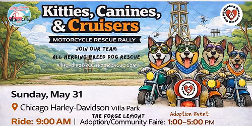 Kitties, Canines and Cruisers Motorcycle Rally and Adoption Event @ The Forge in Lemont!