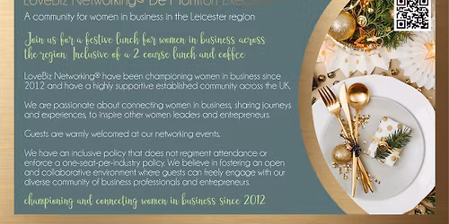 LoveBiz Networking De Montfort Executive Festive Lunch Event for Women in Business