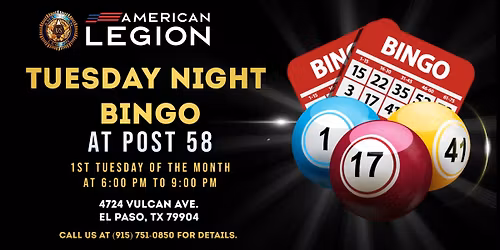 Tuesday Night Bingo at Post 58