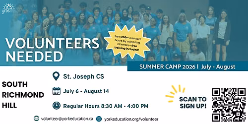 Volunteers Needed - South Richmond Hill Summer Camp