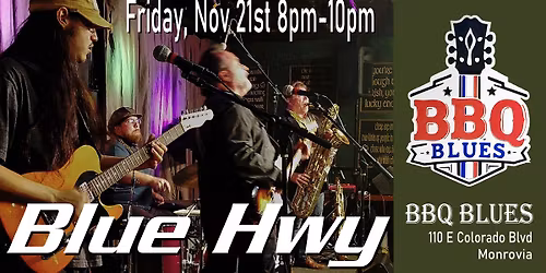 Blue Hwy at BBQ Blues Fri, Nov 21st 8pm-10pm