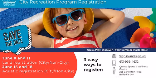 Summer AQUATIC Registration Opens - City Residents