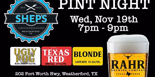Rahr Pint Night @ Sheps Weatherford