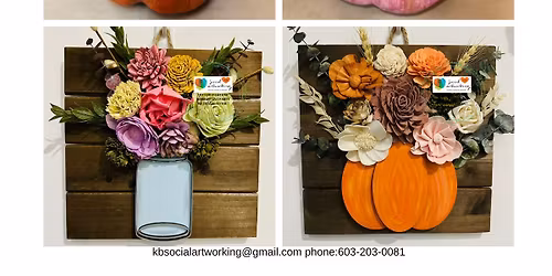 Wood Flower Paper Mache Pumpkin, Pumpkin Pallet & Mason Jar Pallet