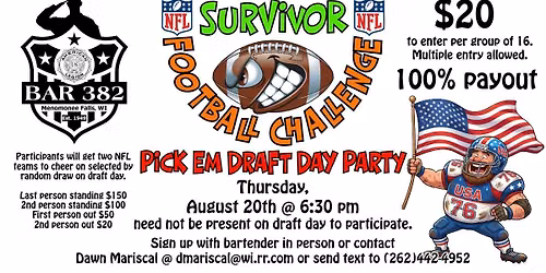 Bar 382 Survivor Football Challenge Draft Day Party