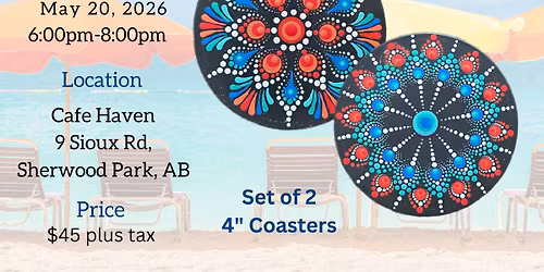 Sherwood Park-Tropical Coastal Vibe Coaster Set Dot-Painting Workshop