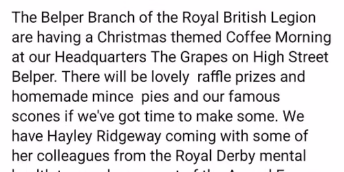 Belper RBL Christmas Coffee Morning