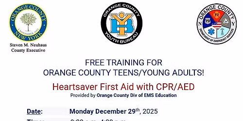 FREE Heartsaver First Aid with CPR\/AED for teens\/young adults, ages 14 thru 20