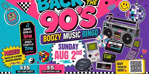 Back to the 90's Boozy Music Bingo