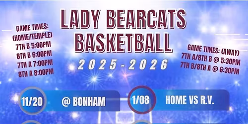 (AWAY) Lady Bearcats BB Game vs. North Belton MS