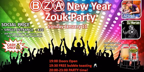 BZA NEW YEAR ZOUK PARTY - Jan 11 - FREE bubbles at 19:30!