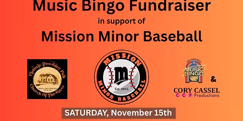 Music Bingo SATURDAY Fundraiser with Cory Cassel in support of Mission Minor Baseball