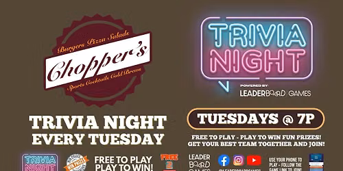 Trivia Night | Chopper's Sports Grill - Denver CO TUE 7p @LeaderBoardGames