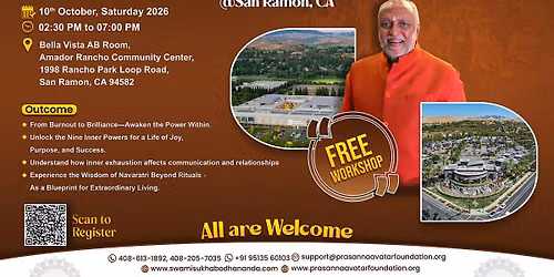 Swami Sukhabodhananda ji's Free In-Person workshop@ San Ramon, CA