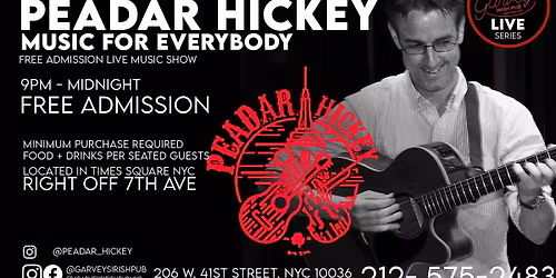 4\/28 Free Tues Live Music Show w\/ Peadar Hickey in Times Square Irish Rock
