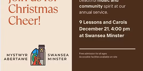 9 Lessons and Carols December 21, 4:00 pm