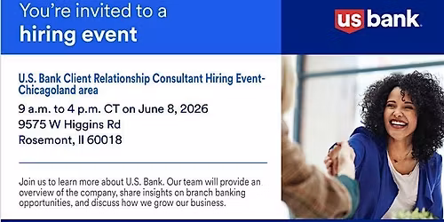 U.S. Bank Client Relationship Consultant Hiring Event